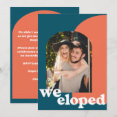 Eenvoudige retrendgeometrische foto Blauwgroen We  Aankondiging (Voorkant / Achterkant)