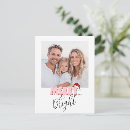 Eenvoudige Retro 1 Foto Vrolijk Helder Schattige K Feestdagenkaart (Staand voorkant)