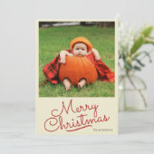 Eenvoudige Retro Aangepaste Foto Kerstmis Feestdagenkaart (Staand voorkant)