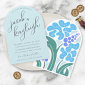 Eenvoudige Retro Bloemen Hemel Blauw Moderne Boog  Kaart