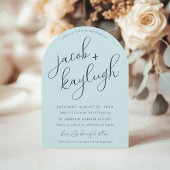 Eenvoudige Retro Bloemen Hemel Blauw Moderne Boog  Kaart