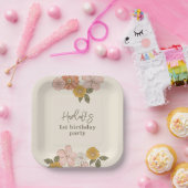 Eenvoudige Retro Bloemen Party Borden Papieren Bordje (Feest)