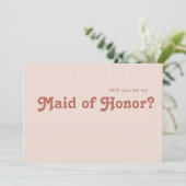 Eenvoudige retro | Blush Maid of Honor proposal ca Kaart (Staand voorkant)