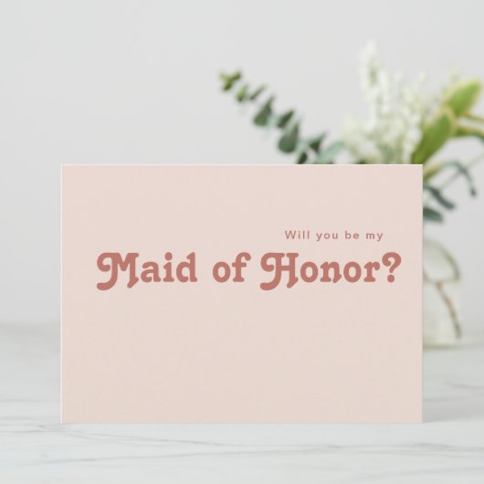 Eenvoudige retro | Blush Maid of Honor proposal ca Kaart (Staand voorkant)