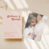 Eenvoudige retro | Blush Pink Casual fotoMonogram Kaart