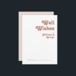 Eenvoudige retro | Blush Pink Weddengoedkaart Advieskaart<br><div class="desc">Deze eenvoudige retro | "blush roze bruiloft well wil card" is perfect voor je klassieke, schimmelige aardse tangen bruiloft. Het ontwerp bevat een minimalistische hippie rustic boho font. Het neutrale Zuidwest-woestijnkleurenpalet en de rijke bosmische middeleeuwse letters combineren voor een perfect, minimaal modern western bestemmingsontwerp. Voel vrij om de kleur te...</div>