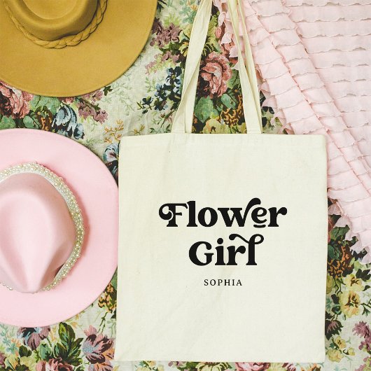 Eenvoudige Retro Boho Typografie | BLOEMENMEISJE Tote Bag