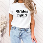 Eenvoudige Retro Boho Typografie | bruidsmeisje T-shirt<br><div class="desc">Dit trendy,  eenvoudige T-shirt heeft het woord "bruidsmeisje" in retro zwarte typografie,  samen met een ruimte voor haar naam,  en is het perfecte cadeau voor leden van uw bruidsfeest.</div>