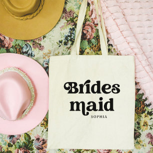 Eenvoudige Retro Boho Typografie bruidsmeisje Tote Bag