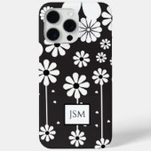 Eenvoudige Retro Boho Zwart en Wit Bloem Case-Mate iPhone Case (Achterkant)