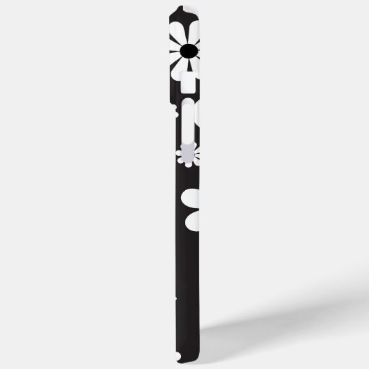 Eenvoudige Retro Boho Zwart en Wit Bloem Case-Mate iPhone Case (Achterkant / Links)