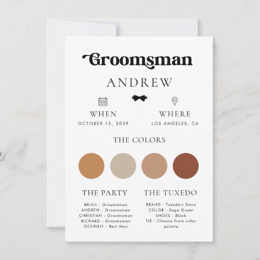 Eenvoudige Retro Bow Stropdas Groomsman Bruiloft I Kaart (Voorkant)