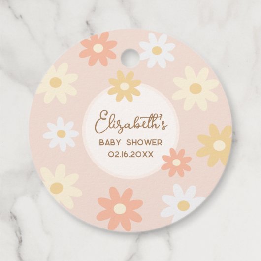Eenvoudige Retro Chic Boho Daisy Meisje Baby showe Bedankjes Labels (Achterkant)