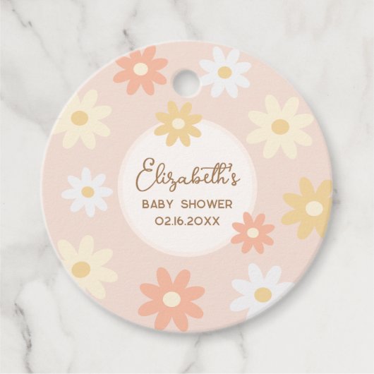 Eenvoudige Retro Chic Boho Daisy Meisje Baby showe Bedankjes Labels (Voorkant)