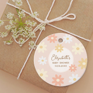 Eenvoudige Retro Chic Boho Daisy Meisje Baby showe Bedankjes Labels