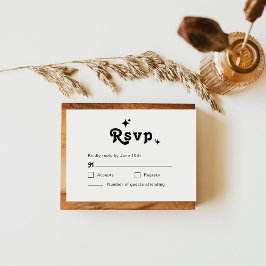 Eenvoudige Retro Chic Bruiloft RSVP Kaartje
