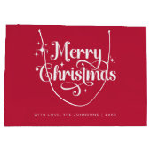 Eenvoudige Retro Chic Rood en Wit Vrolijk Kerstfee Groot Cadeauzakje (Achterkant)