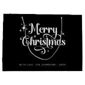 Eenvoudige Retro Chic Zwart Wit Vrolijk Kerstfeest Groot Cadeauzakje (Achterkant)