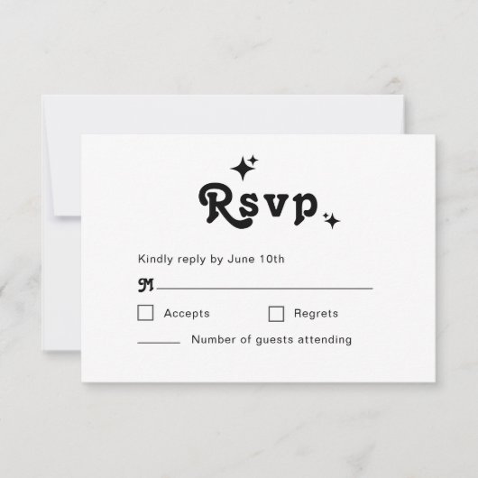 Eenvoudige retro chique bruiloft RSVP kaartje (Voorkant)