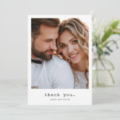 Eenvoudige Retro Classic foto bruiloft Bedankkaart (Staand voorkant)