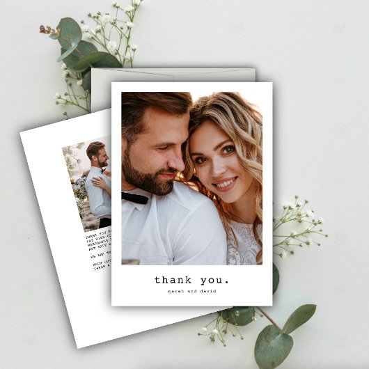 Eenvoudige Retro Classic foto bruiloft Bedankkaart
