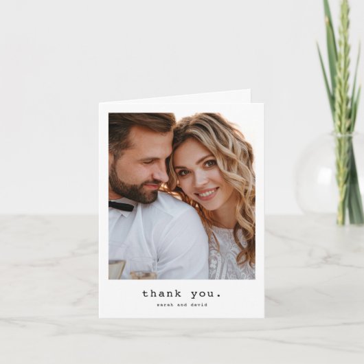 Eenvoudige Retro Classic Gevouwen Foto Bruiloft Bedankkaart (Voorkant)