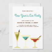 Eenvoudige retro cocktail oudejaarsavond feest kaart (Voorkant)