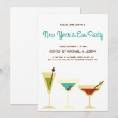 Eenvoudige retro cocktail oudejaarsavond feest kaart (Voorkant / Achterkant)