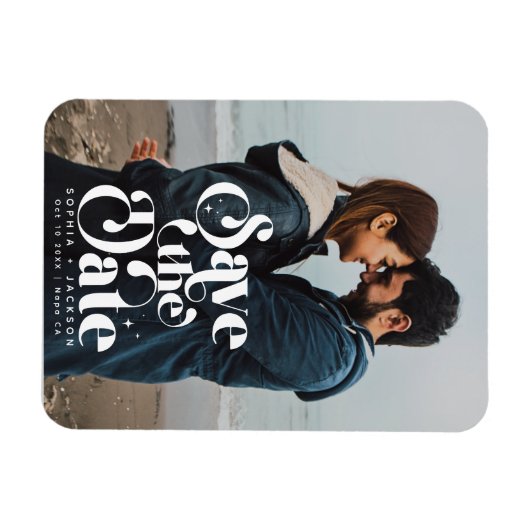 Eenvoudige Retro De datumfoto opslaan Magneet (Horizontaal)