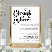 Eenvoudige Retro Drink in Love Wedding Bar Menu Poster