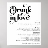 Eenvoudige Retro Drink in Love Wedding Bar Menu Poster (Voorkant)