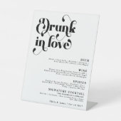 Eenvoudige Retro Drink in Love Wedding Bar Menu Reclamebord Met Voetstuk (Voorkant)