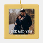 Eenvoudige retro eerste kerst verloofde aangepaste keramisch ornament (Voorkant)