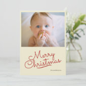 Eenvoudige retro enkele kerstfoto feestdagenkaart (Staand voorkant)