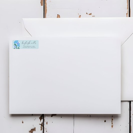 Eenvoudige Retro Floral Sky Blue bruiloft uitnodig Etiket