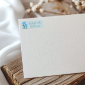 Eenvoudige Retro Floral Sky Blue bruiloft uitnodig Etiket