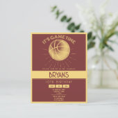 Eenvoudige Retro Gold Basketbal Budget Verjaardag (Staand voorkant)