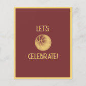 Eenvoudige Retro Gold Basketbal Budget Verjaardag (Achterkant)