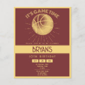 Eenvoudige Retro Gold Basketbal Budget Verjaardag (Voorkant)