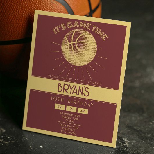 Eenvoudige Retro Gold Basketbal Budget Verjaardag