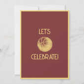 Eenvoudige Retro Gold Basketbal Verjaardag Kaart (Achterkant)