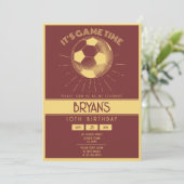 Eenvoudige  Retro Gold Soccer Verjaardag Kaart (Staand voorkant)