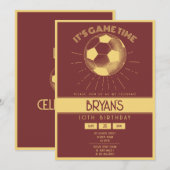 Eenvoudige  Retro Gold Soccer Verjaardag Kaart (Voorkant / Achterkant)