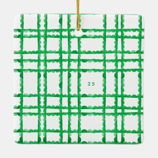 Eenvoudige retro groen lijst foto vierkant kerst keramisch ornament (Achterkant)