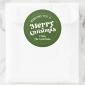 Eenvoudige Retro Groene Kerstmis Groot Ronde Sticker (Tas)