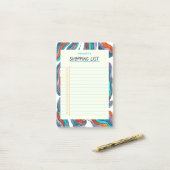Eenvoudige Retro Groovy Blauwe Gelijnde Boodschapp Post-it® Notes (Op bureau)