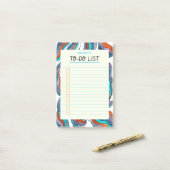 Eenvoudige Retro Groovy Blue Gined Notitieboek to  Post-it® Notes (Op bureau)