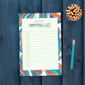 Eenvoudige Retro Groovy Blue Lined boodschappenlij Post-it® Notes