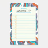 Eenvoudige Retro Groovy Blue Lined boodschappenlij Post-it® Notes (Voorkant)