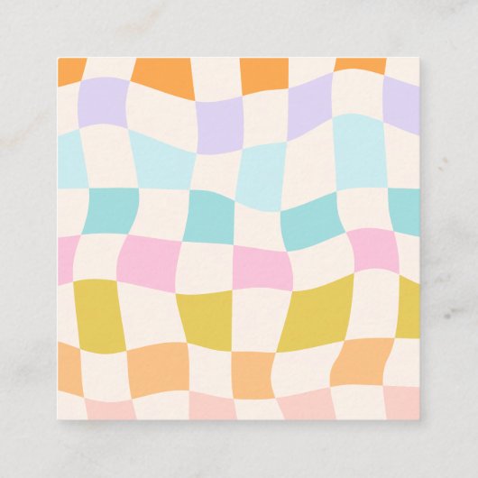 Eenvoudige Retro Groovy Checker Checkerboard Uw Lo Vierkante Visitekaartje (Achterkant)
